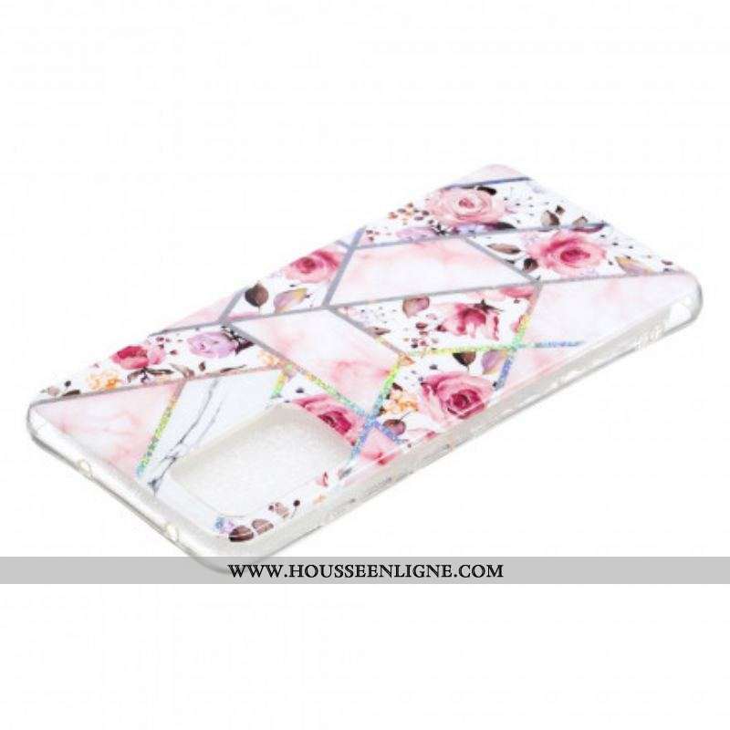 Coque Samsung Galaxy A52 4G / A52 5G / A52s 5G Marbrée Fleurs