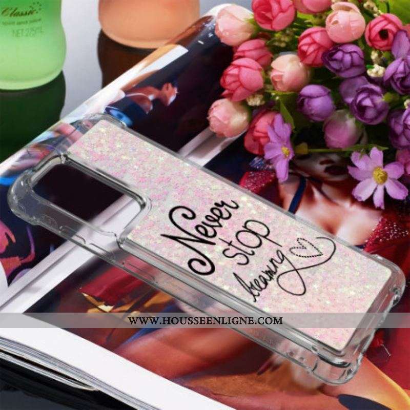 Coque Samsung Galaxy A52 4G / A52 5G / A52s 5G Never Stop Dreaming Paillettes
