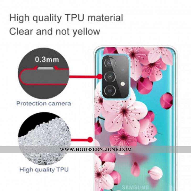 Coque Samsung Galaxy A52 4G / A52 5G / A52s 5G Petites Fleurs Roses