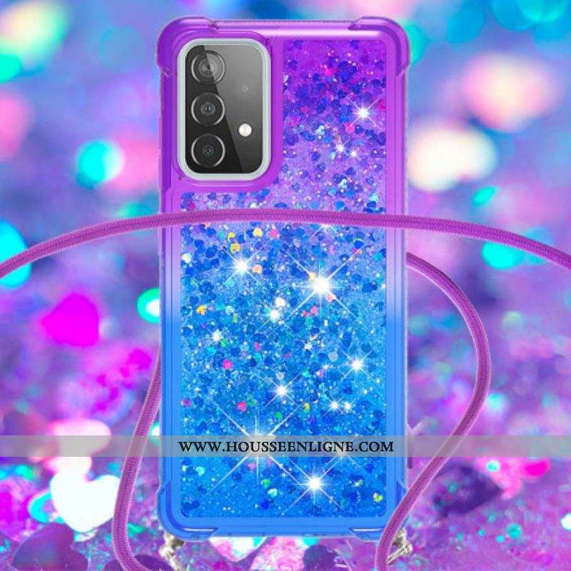Coque Samsung Galaxy A52 4G / A52 5G / A52s 5G Silicone Paillettes et Cordon