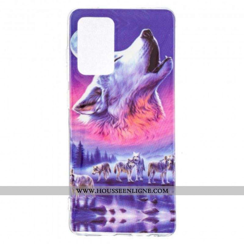 Coque Samsung Galaxy A52 4G / A52 5G / A52s 5G Série Loup Fluorescente