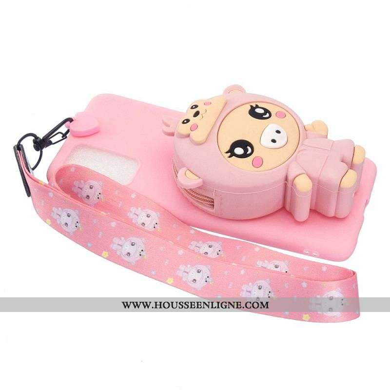 Coque Samsung Galaxy A53 5G Cochon 3D avec lanière Mousqueton