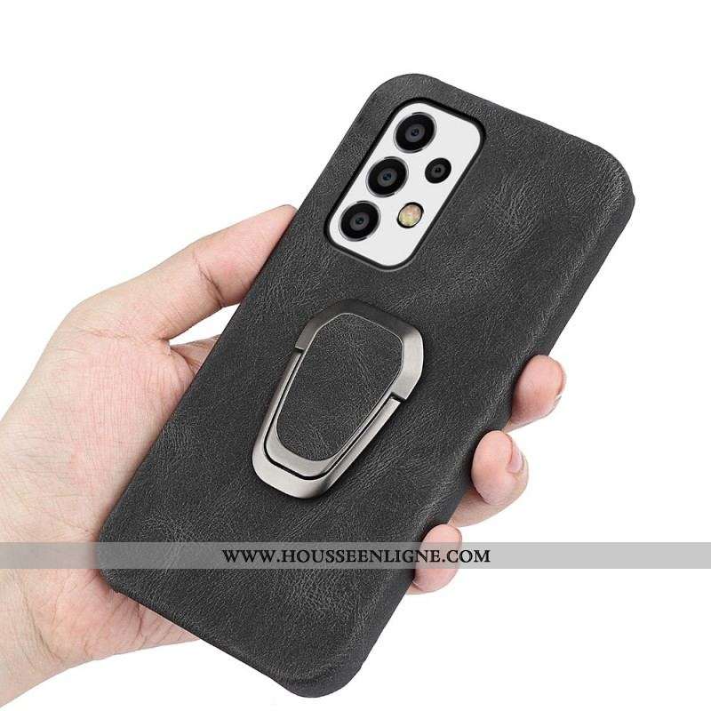 Coque Samsung Galaxy A53 5G Effet Cuir Anneau-Support