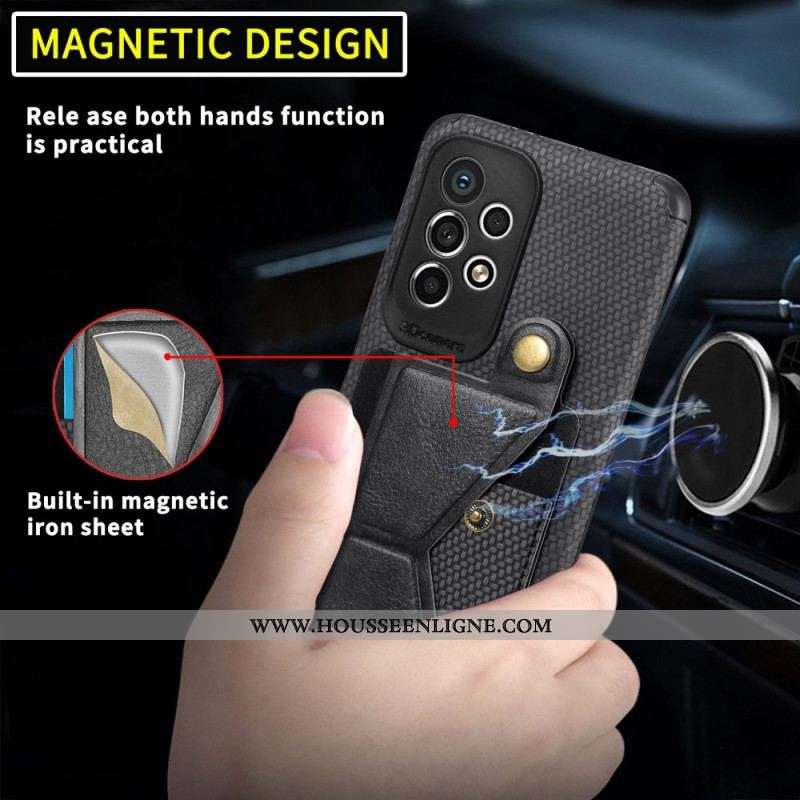 Coque Samsung Galaxy A53 5G Fibre Carbone Porte-Cartes Support