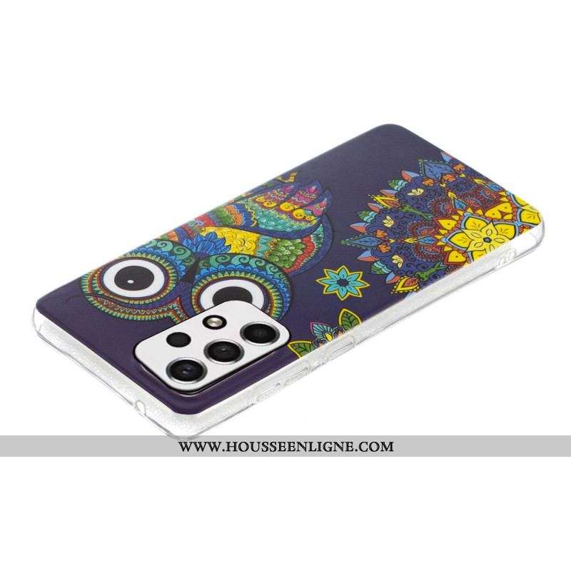 Coque Samsung Galaxy A53 5G Hibou Mandala Fluorescente