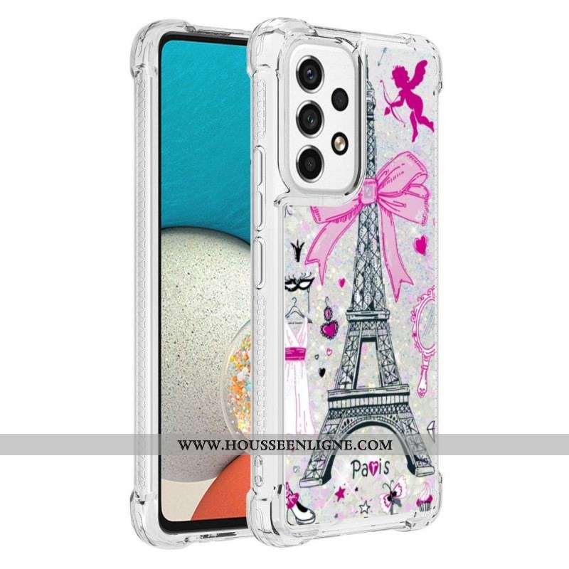 Coque Samsung Galaxy A53 5G La Tour Eiffel Paillettes