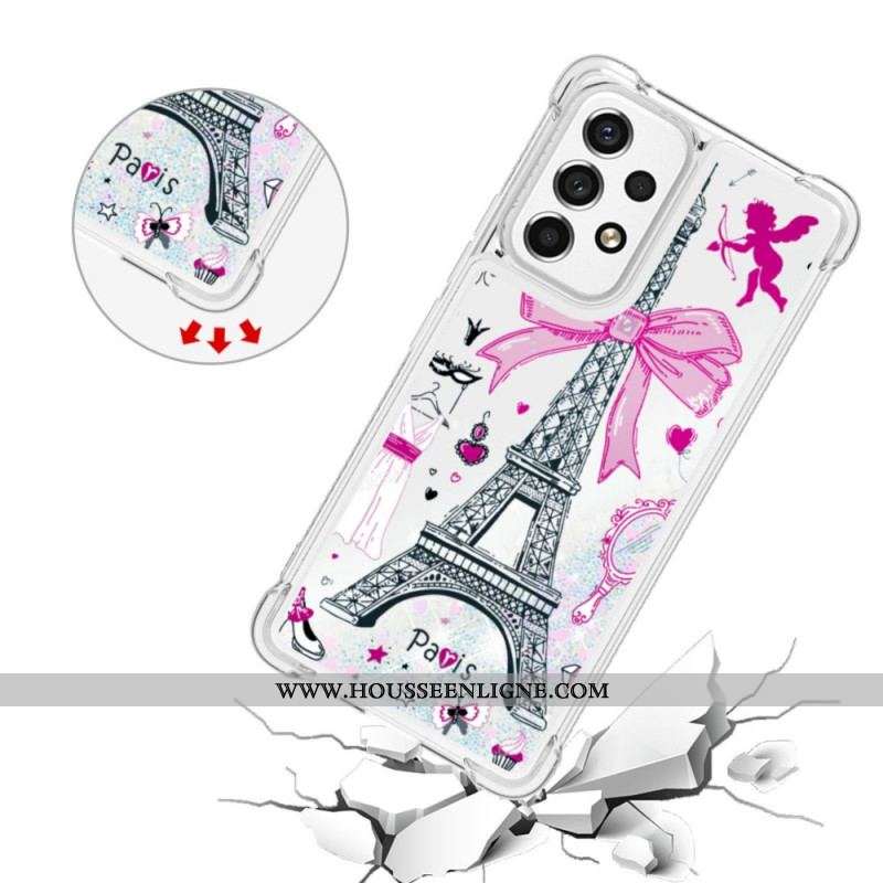 Coque Samsung Galaxy A53 5G La Tour Eiffel Paillettes