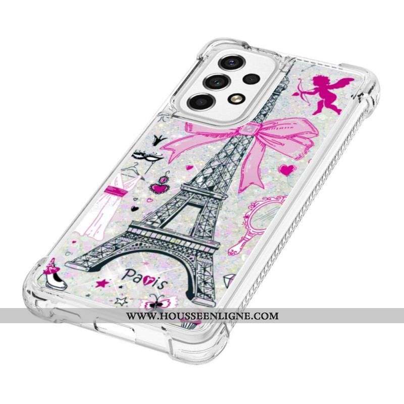 Coque Samsung Galaxy A53 5G La Tour Eiffel Paillettes