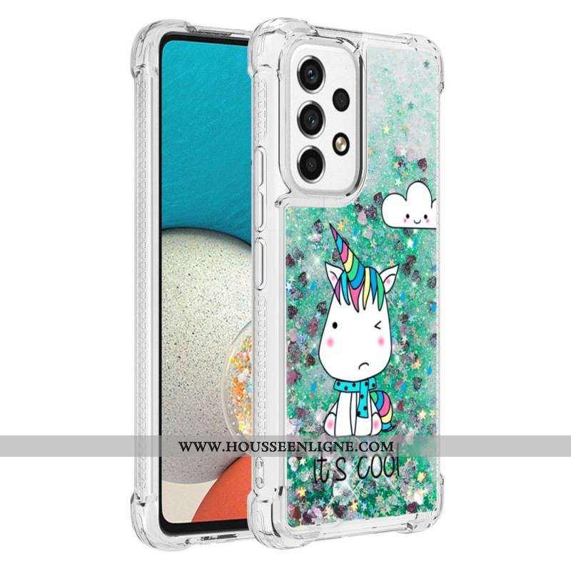 Coque Samsung Galaxy A53 5G Licorne Paillettes