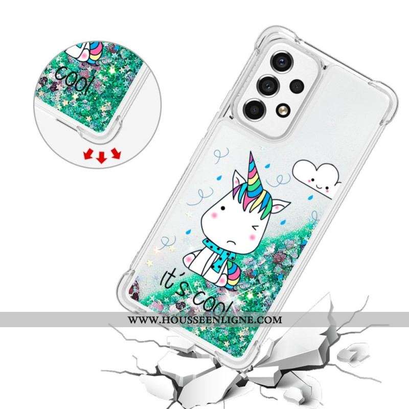 Coque Samsung Galaxy A53 5G Licorne Paillettes