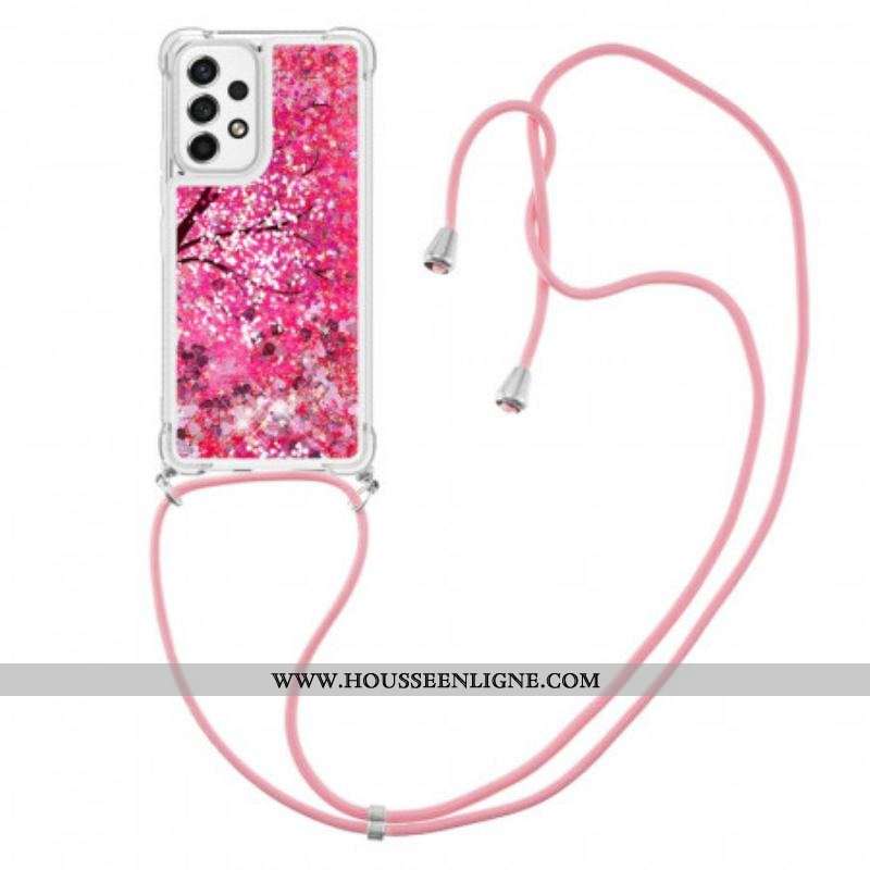 Coque Samsung Galaxy A53 5G Paillettes Arbre avec Cordon