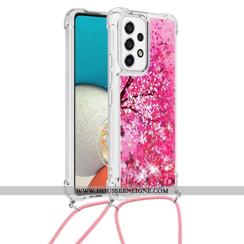 Coque Samsung Galaxy A53 5G Paillettes Arbre avec Cordon
