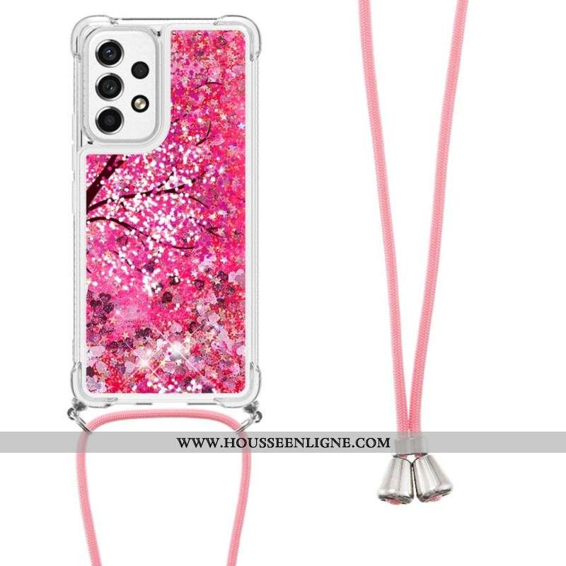 Coque Samsung Galaxy A53 5G Paillettes Arbre avec Cordon