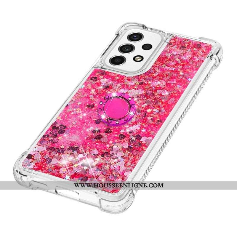 Coque Samsung Galaxy A53 5G Paillettes avec Anneau-Support