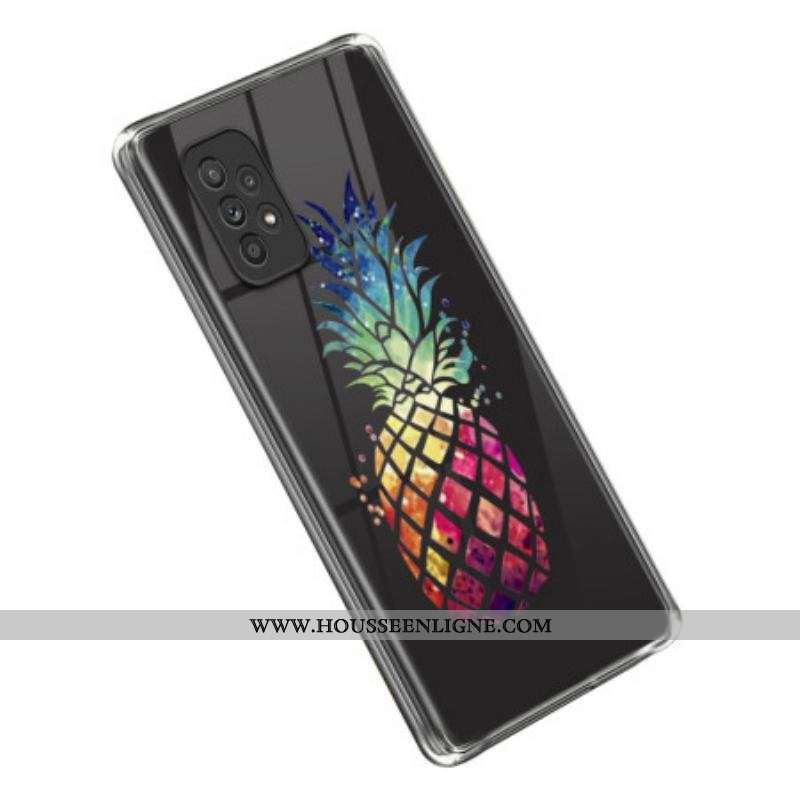 Coque Samsung Galaxy A53 5G Transparente Fleurs Violettes