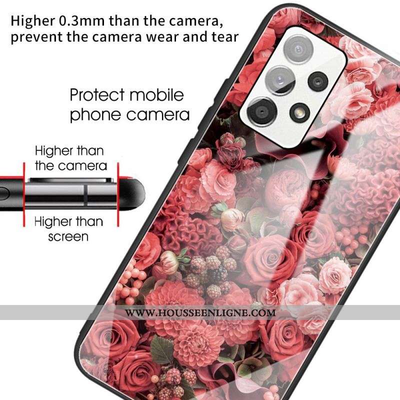 Coque Samsung Galaxy A53 5G Verre trempé Fleurs Roses