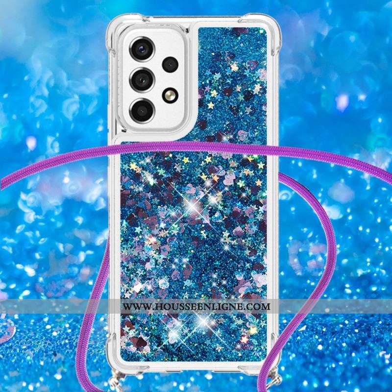 Coque Samsung Galaxy A53 5G à Cordon Paillettes Design