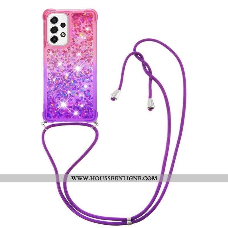 Coque Samsung Galaxy A53 5G à Cordon Silicone Paillettes