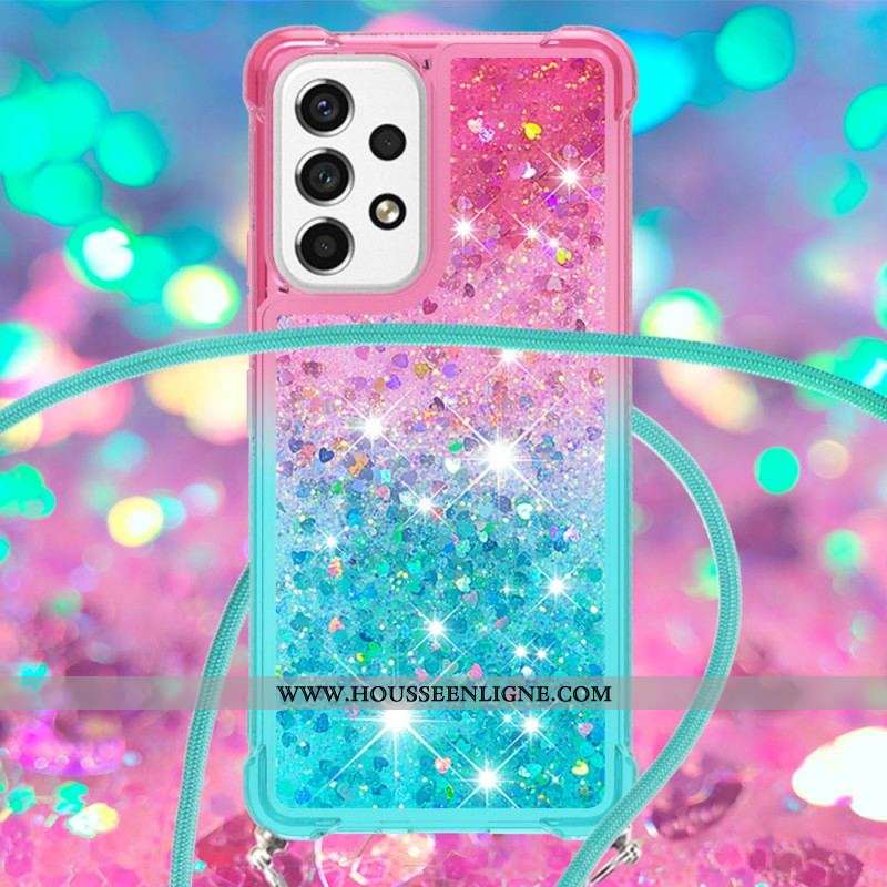 Coque Samsung Galaxy A53 5G à Cordon Silicone Paillettes