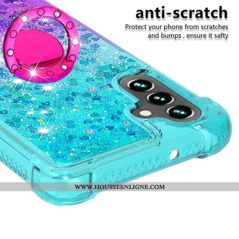 Coque Samsung Galaxy A54 5G Paillettes Anneau-Support