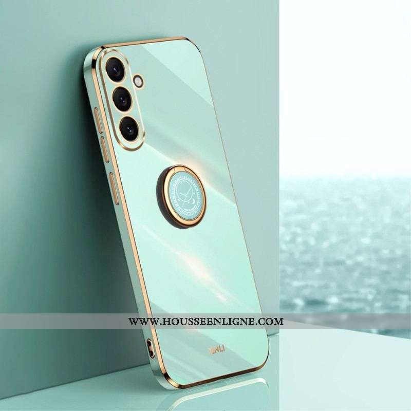 Coque Samsung Galaxy A54 5G Rebords Dorés avec Anneau-Support