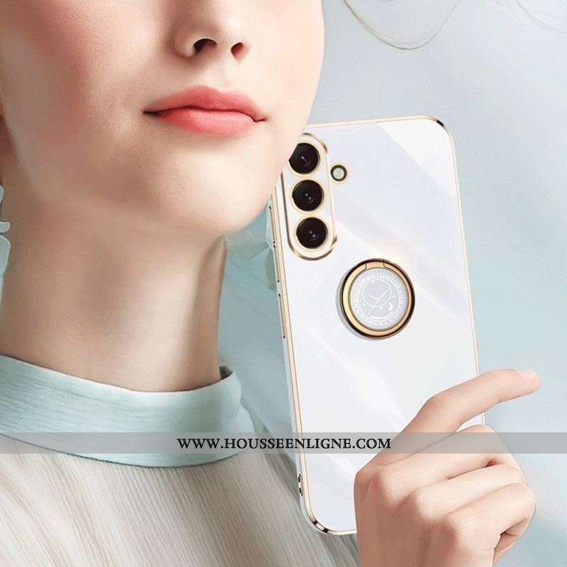 Coque Samsung Galaxy A54 5G Rebords Dorés avec Anneau-Support