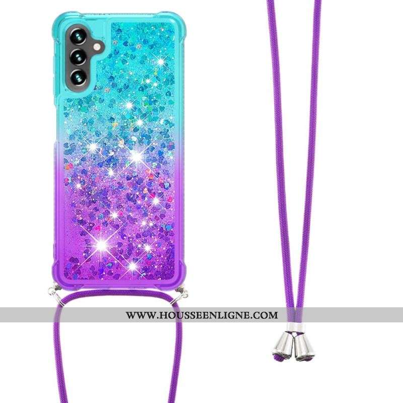 Coque Samsung Galaxy A54 5G à Cordon Silicone Paillettes