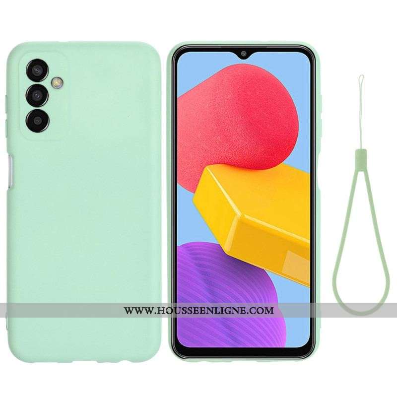 Coque Samsung Galaxy M13 Silicone Liquide avec Lanière