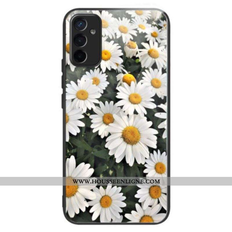 Coque Samsung Galaxy M13 Verre Trempé Marguerites