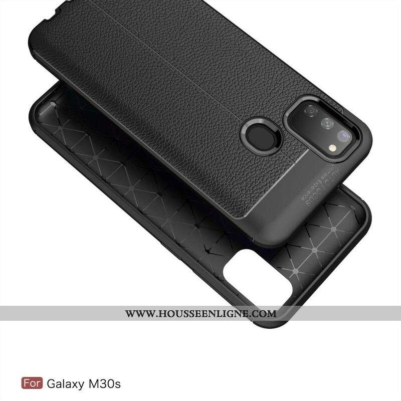 Coque Samsung Galaxy M21 Effet Cuir Litchi Double Line