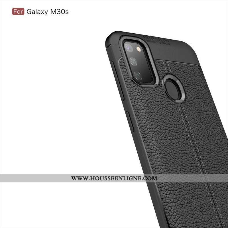 Coque Samsung Galaxy M21 Effet Cuir Litchi Double Line