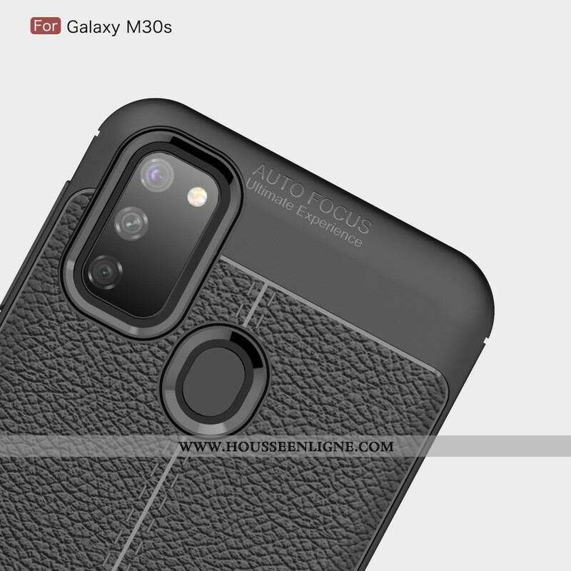 Coque Samsung Galaxy M21 Effet Cuir Litchi Double Line