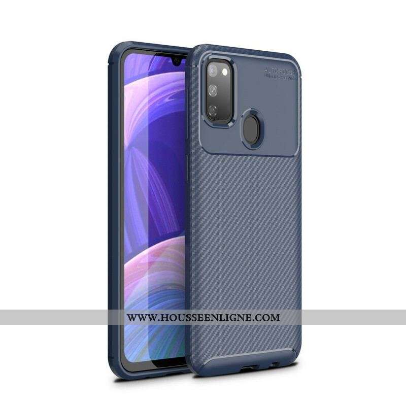 Coque Samsung Galaxy M21 Flexible Texture Fibre Carbone
