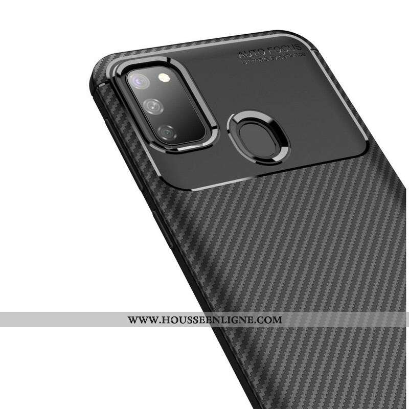 Coque Samsung Galaxy M21 Flexible Texture Fibre Carbone