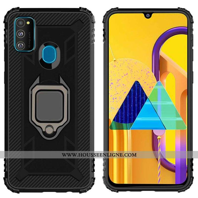 Coque Samsung Galaxy M21 Ring et Fibre Carbone
