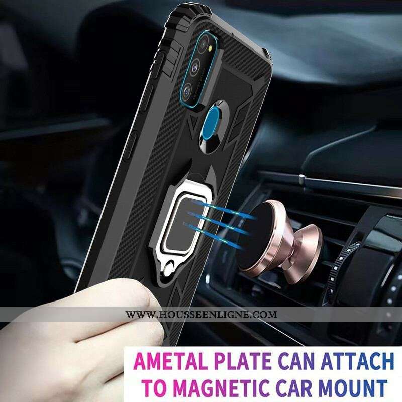 Coque Samsung Galaxy M21 Ring et Fibre Carbone