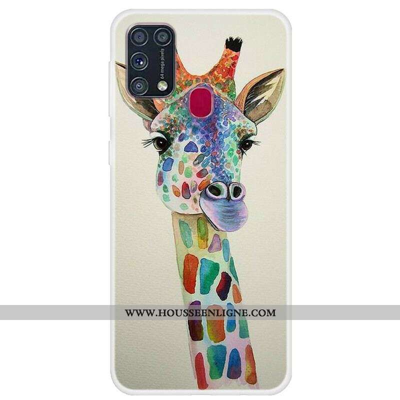 Coque Samsung Galaxy M31 Girafe Colorée