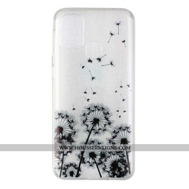 Coque Samsung Galaxy M31 Transparente Pissenlits Noirs