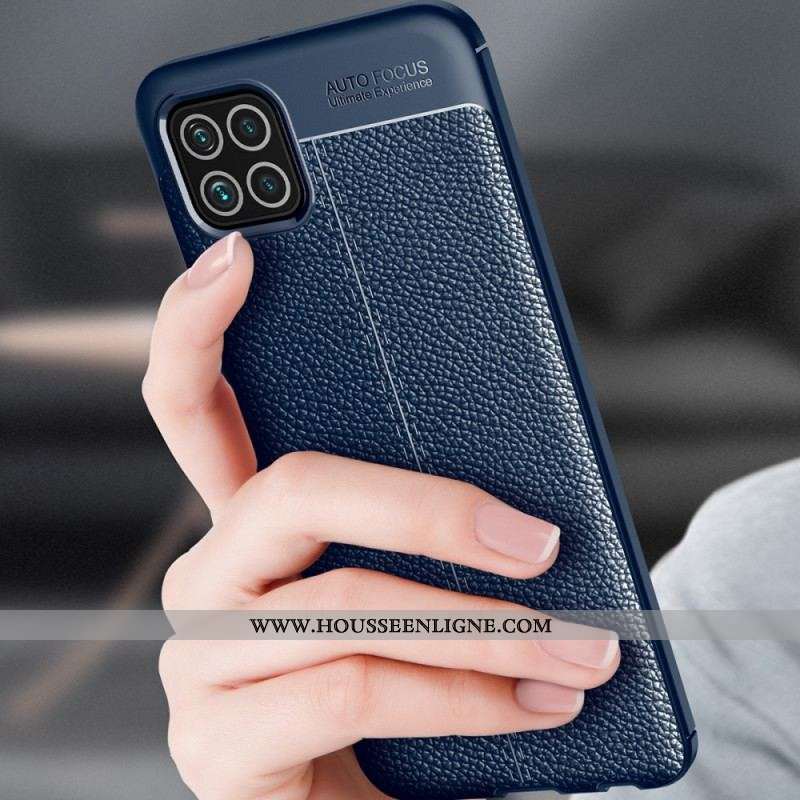 Coque Samsung Galaxy M32 Effet Cuir Litchi Double Line