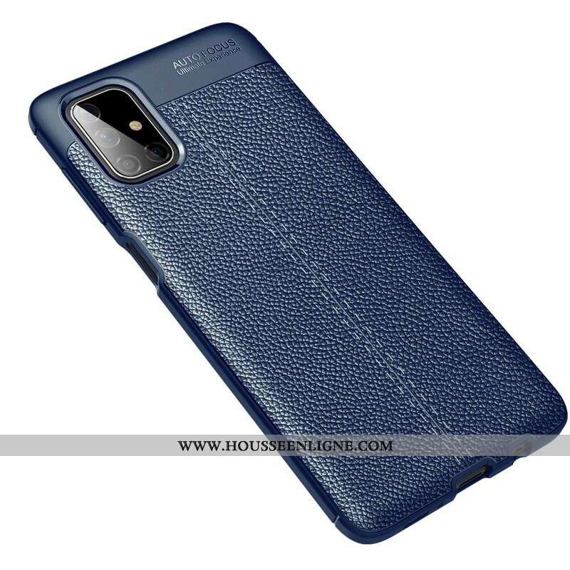 Coque Samsung Galaxy M51 Effet Cuir Litchi Double Line