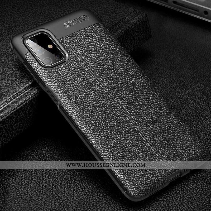 Coque Samsung Galaxy M51 Effet Cuir Litchi Double Line