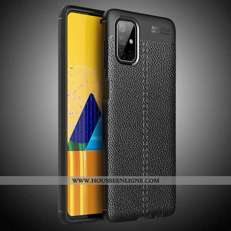 Coque Samsung Galaxy M51 Effet Cuir Litchi Double Line