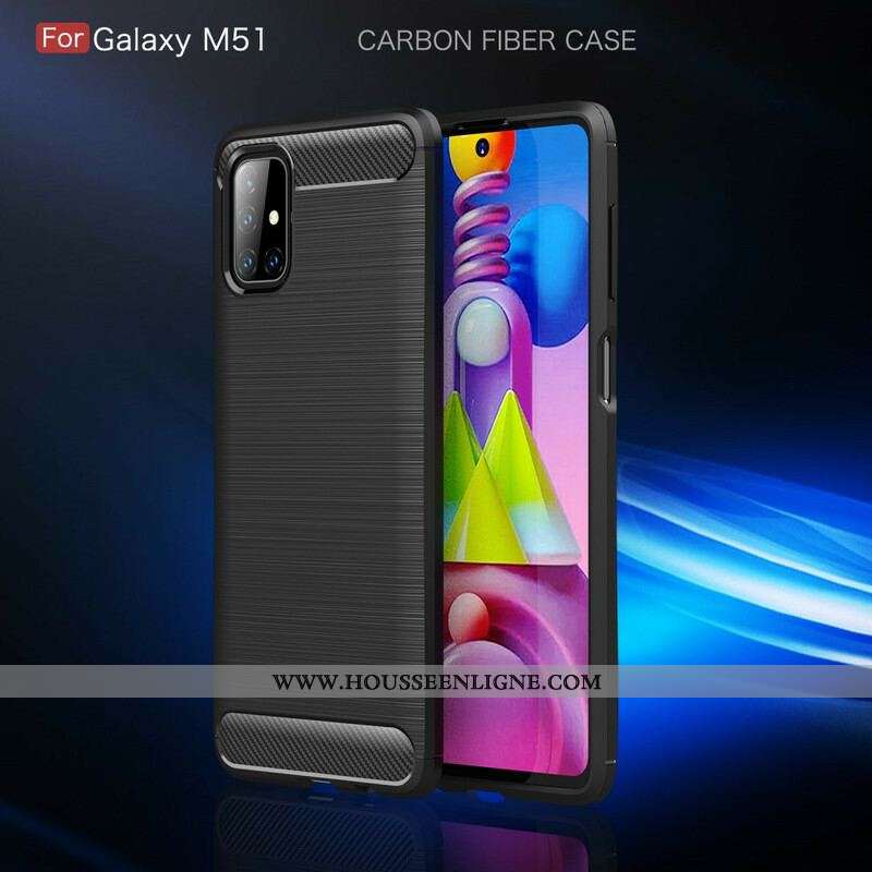 Coque Samsung Galaxy M51 Fibre Carbone Brossée