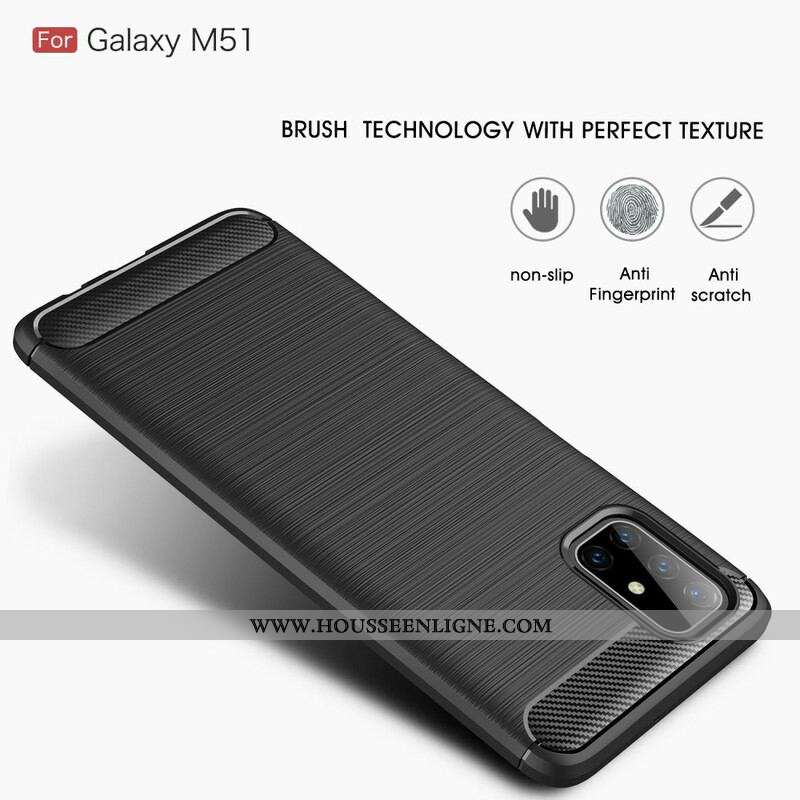 Coque Samsung Galaxy M51 Fibre Carbone Brossée