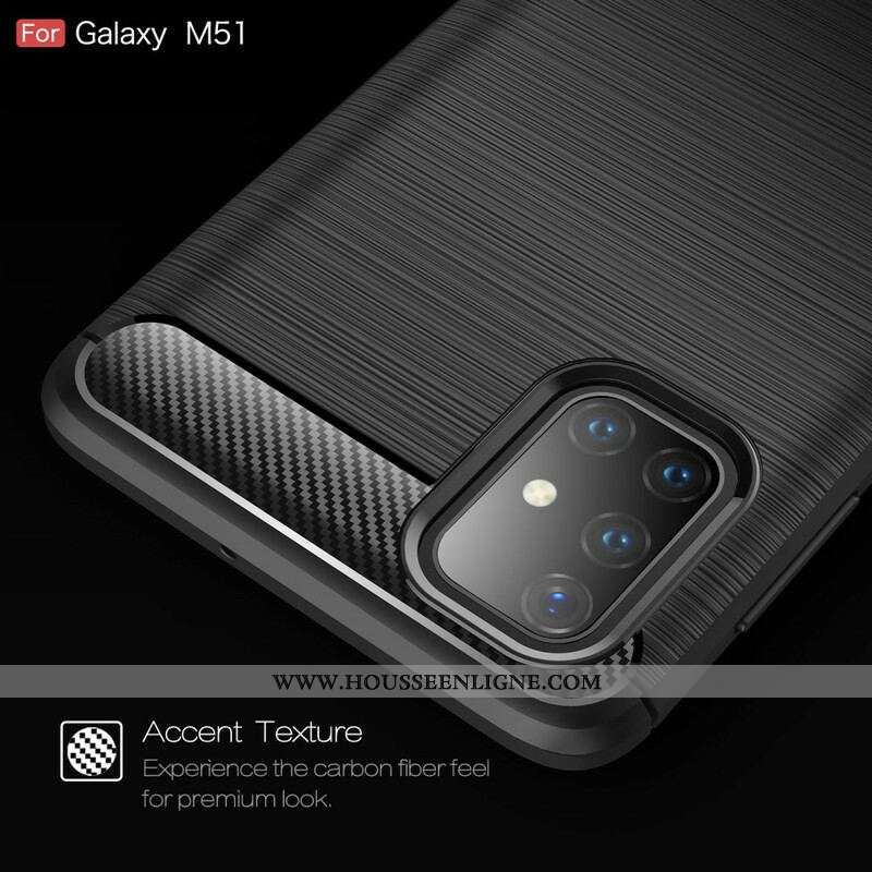 Coque Samsung Galaxy M51 Fibre Carbone Brossée