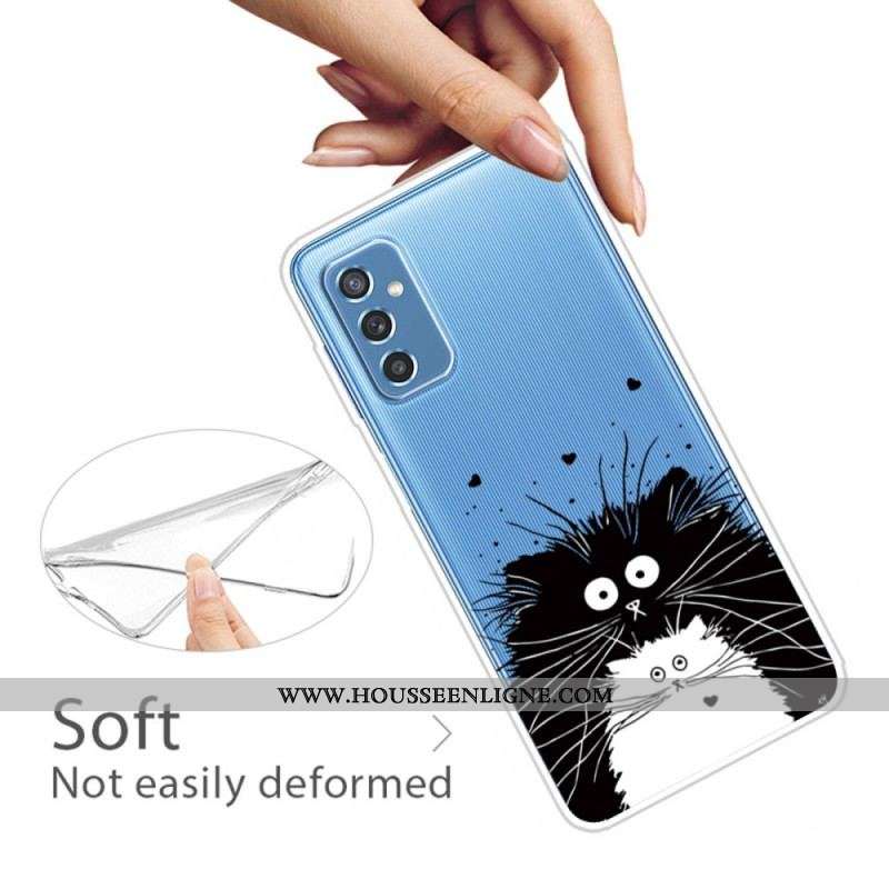 Coque Samsung Galaxy M52 5G Chats Noir et Blanc