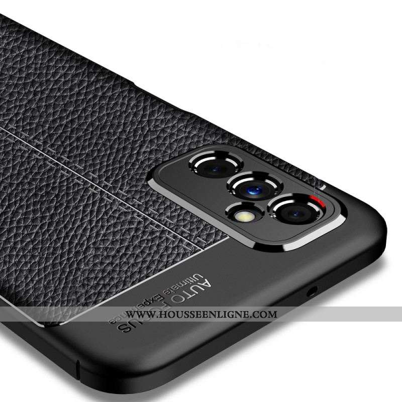 Coque Samsung Galaxy M52 5G Effet Cuir Litchi Double Line