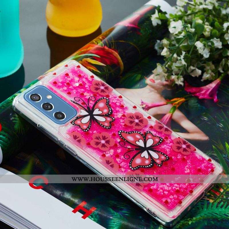 Coque Samsung Galaxy M52 5G Papillons Roses