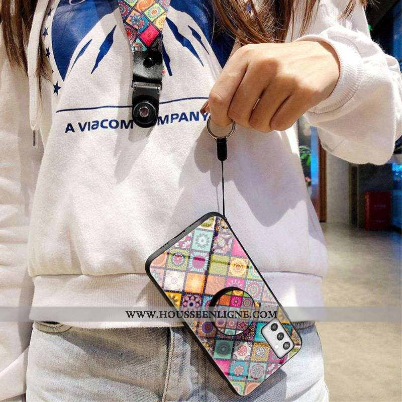 Coque Samsung Galaxy M52 Tapisserie Orientale à Lanière