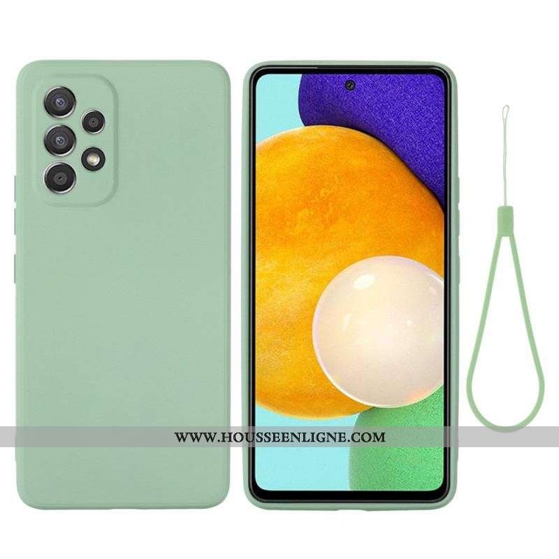 Coque Samsung Galaxy M53 5G Silicone Liquide avec Lanière